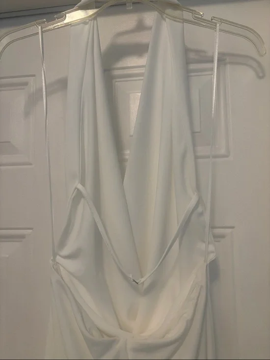 Zara Draped White Halter Maxi Dress - Picture 7 of 7